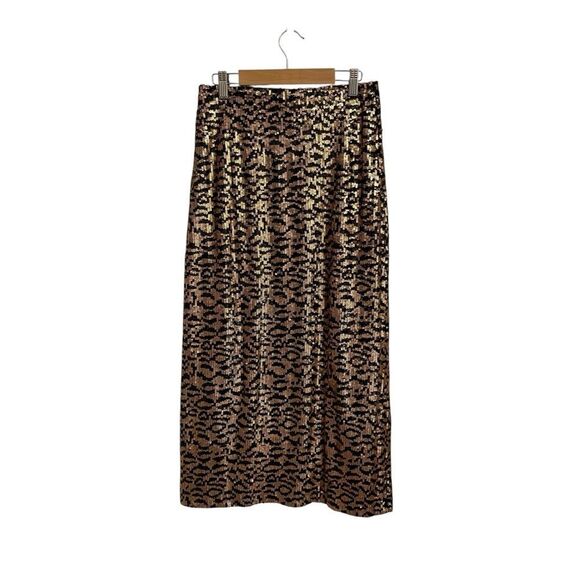 Zara Sequin Animal Print Midi Skirt Pull on Small - Picture 1 of 7